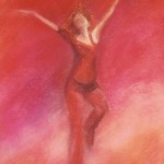 דבורה אשכנזי, רקדנית אדומה, פסטל על נייר.